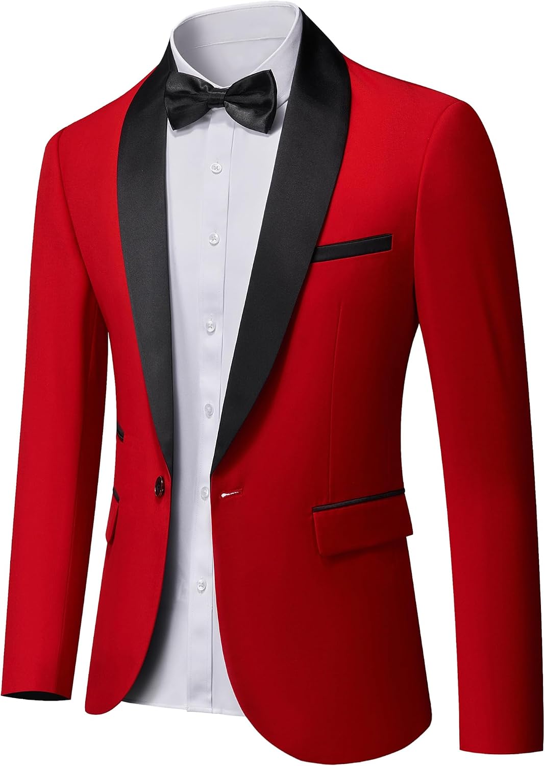 MrSure Slim-Fit One-Button Shawl-Lapel Dinner Blazer