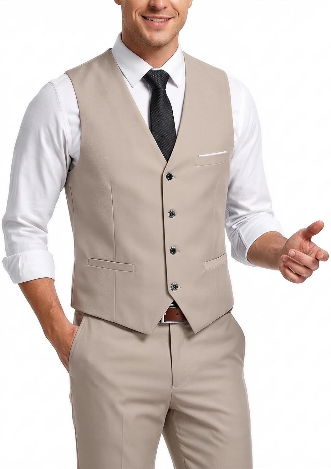 MrSure Two-Piece Waistcoat and Trousers Set with Tie