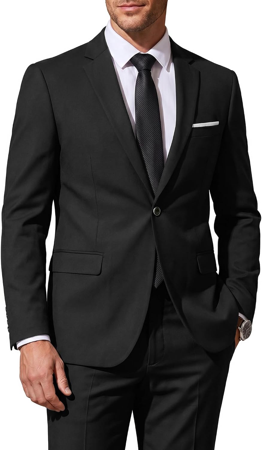 MrSure Slim-Fit One-Button Two-Piece Suit with Tie