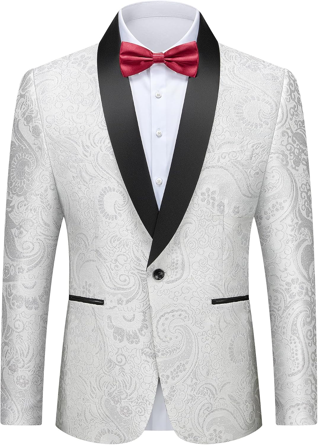 MrSure Embroidered Floral Shawl-Lapel Tuxedo Jacket